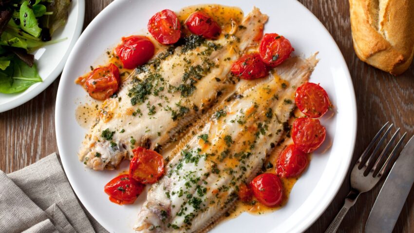 Fillet of Sole with Spinach & Tomatoes