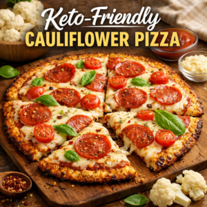 Keto friendly Cauliflower pizza